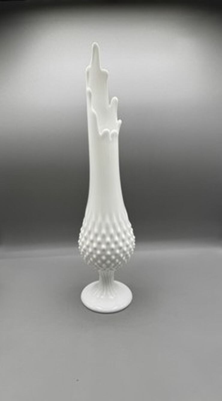 Fenton Hobnail Milk Glass Large Swung Vase Vintage